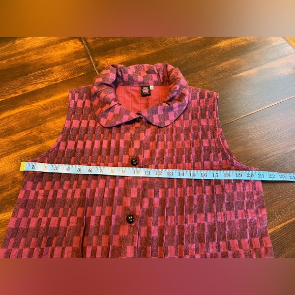 Cupcake International Tunic Women’s Sz M Pink Pintuck Button Up Art-to-wear Top - Picture 6 of 11